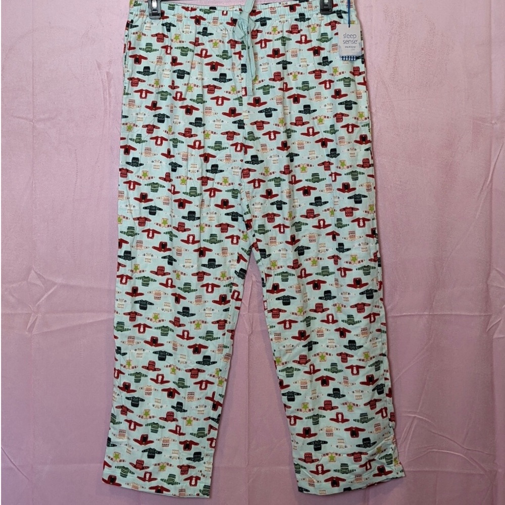 Sleep Sense Portuguese Flannel Christmas Sweater Pajama Pants with Pockets